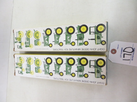 2 sets of Eight John Deere Miniature Toy Tractor Sets