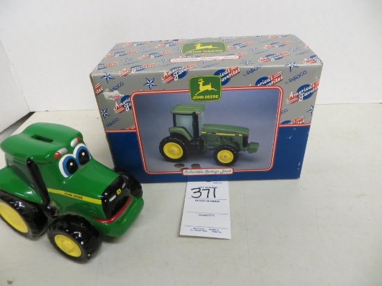 2 John Deere bank ceramic