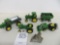 selection of John Deere tractors and implements w/numerous metal JD cut out