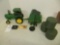 John Deere 4450 tractor w/567 round baler, 3 bales, 2 JD emblem & steering