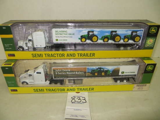 2 Spec Cast John Deere Semi Tractor Trailer sets, mint