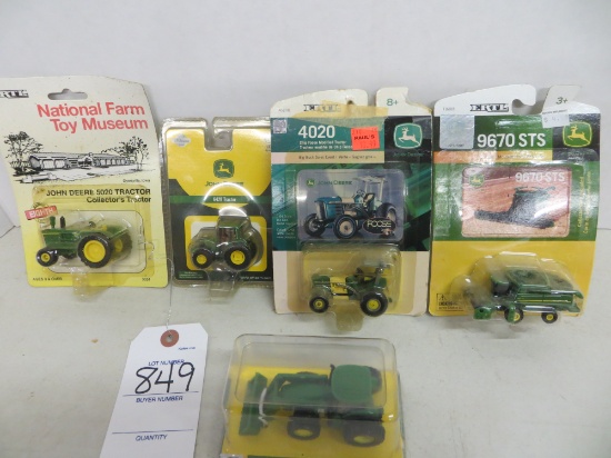 customized John Deere 4020, 9670 STS combine, 8400R loader tractor, 5020 &