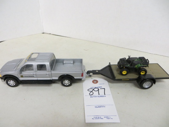 John Deere pickup w/trailer and 4 wheeler