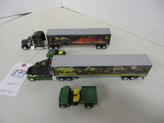 2 John Deere Semi's w/van trailers, lawn mower & gator