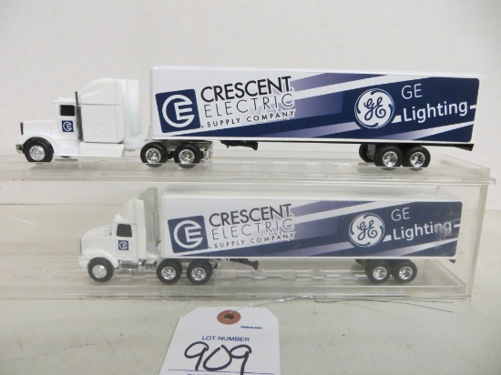 2 Crescent Electric semi's Volvo and IH, GE Lighting 1/64 scale