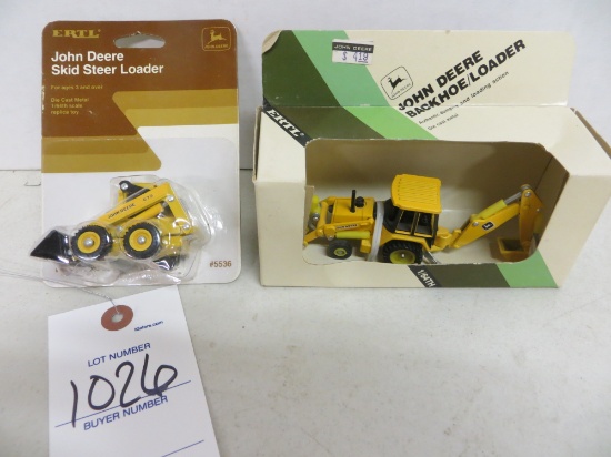 John Deere back hoe /loader w/skid steer loader, Ertl
