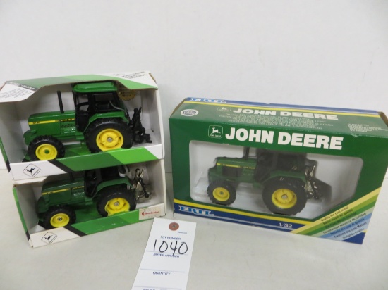 3 John Deere 140 utility tractors w/1/32 John Deere 3350 tractor