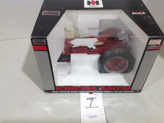 Farmall 350 gas, highly detailed brass tacks demonstrator w/advertiser sign