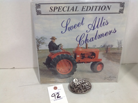Loretta Lynn Dude Ranch belt buckle & Sweet Allis Chalmer SE record