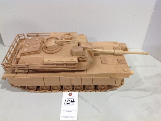 Model M1 Adrams tank, wood w/moving parts