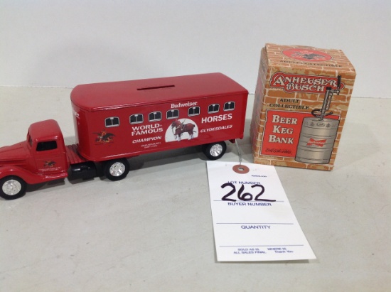 Anheuser Busch Beer Keg Bank Adult Collectible/1941 Ford Bud semi
