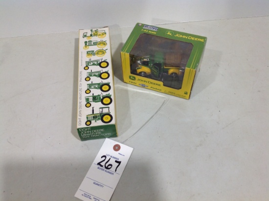 Eight John Deere Miniatures w/1/43 scale 1941 Chevrolet pickup