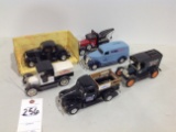 6 vintage truck & cars, Roadster, Big A Auto Parts, True Value, Big Bear, Hart Parr, dusty
