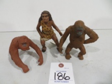 2 oragutan and Neanderthal Female ruber figurines