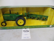 John Deere 3020 tractor w/four bottom plow, 1/16 scale, Ertl