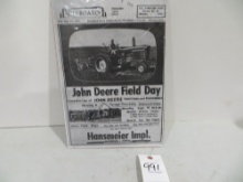 John Deere Field Day advertisement, Hansmeier Imp Monona, Iowa Sept 1961