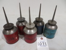 5 vintage antique John Deere oil cans