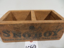 Snoboy pacific Fruit and Produce wood box from Yakima Washington, Rare anti