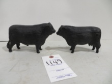 2 plastic black angus cow and bull