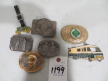 selection of belt buckles and phoebe, Iowa Farmer 1989 LE, You been farming