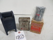2 US Mail banks 1 is Pioneer Commemorative 1 of 500 1998 & Anheuser Busch Beer Keg