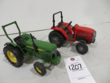 John Deere and Massey Ferguson utility tractors,