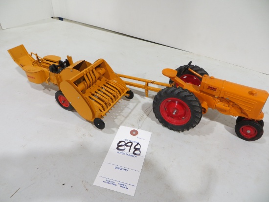 MM Twin City tractor w/ MM twine small square baler, Rare Custom built baler