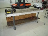 8' WOOD SHOP BENCH W/BENCH VICE & GRINDER