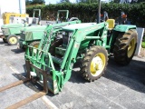 JOHN DEERE MDL 5065E TRACTOR, 4-WHEEL DRIVE, 65 HP 3-CYL DIESEL ENGINE W/JOHN DEERE S53 LOADER FORKL
