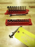 SNAP ON 1/4'' DRIVE SHALLOW & DEEP WELL SOCKETS (22 EA)