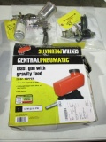 CENTRAL PNEUMATIC GRAVITY FEED BLAST GUN, PAINT TOUCH UP GUN & PAINT SPRAY NOZZLE