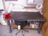 6' METAL SHOP BENCH W/VICE & CHAIR