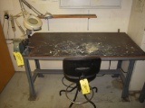 6' METAL SHOP BENCH W/VICE & CHAIR