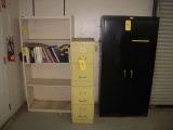 2-DOOR METAL CABINET, FILE CABINET & SHELF