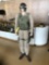 MANNEQUIN WITH ARMY AIR CORPS FLIGHT SUIT, SURVIVAL VEST, LEAHER HELMET WITH GOGGLES, PARACHUTE &