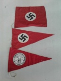 10 X 12 NAZI PENNANT & 8 X 14 GERMAN WORKERS & SWASTIKA PENNANTS