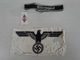 WEHRMACHT SPORT SHIRT INSIGNA, HITLER YOUTH DIAMOND & 12TH SS PANZER DIVISION BAND