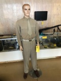 MANNEQUIN WITH ARMY AIR CORPS WORKING UNIFORM WITH SHOES (NO HAT OR RANK ENSIGNIA)