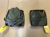 (2) FLATS OF US ARMY PUP TENTS, STAKES, BLANKET & PONCHO