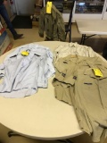 (3) US AIR FORCE WORKING UNIFORMS, SHIRTS & TRENCH COAT
