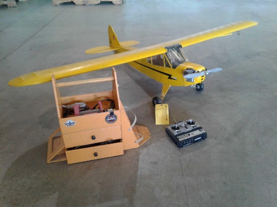 PIPER CUB RC PLANE, CONTROLLER & INV. 74" WINGSPAN X 52" LONG