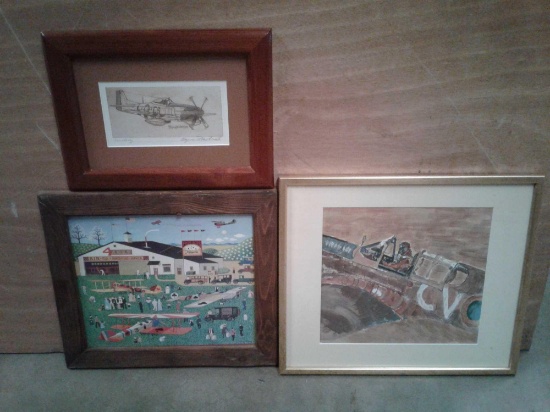 FRAMED AVIATION ART 10" X 13", 14" X 15" & 15" X 17"