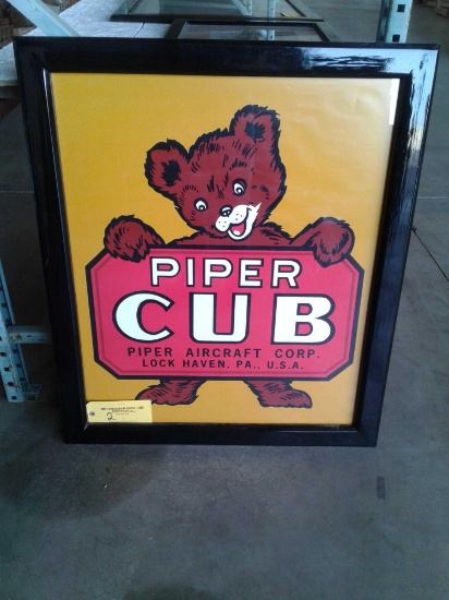 PIPER CUB FRAMED PICTURE 31" X 37"