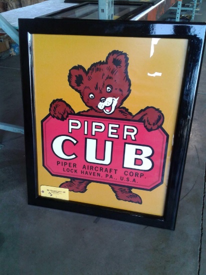 PIPER CUB FRAMED PICTURE 31" X 37"