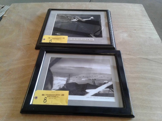 1926 & 1936 FRAMED AVIATION PICTURES OF THE GOLDEN GATE BRIDGE 18" X 20" & 16" X 19"