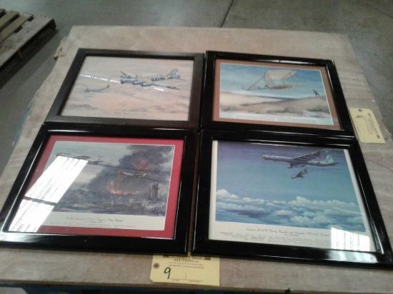 CHARLES H. HUBBELL FRAMED AVIATION PRINTS 16" X 19"