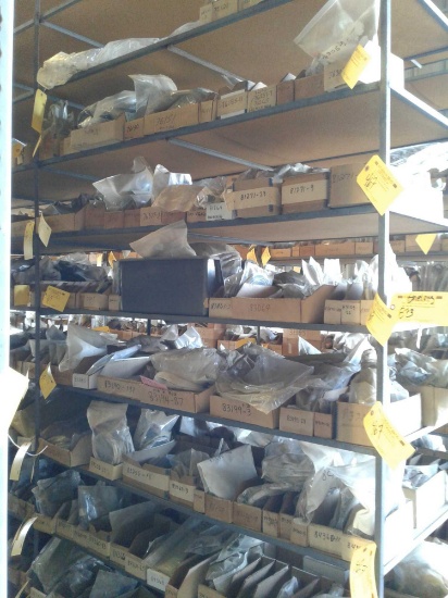 SHELVES OF NEW, SERVICABLE & REPAIRABLE HILLER WIRING HARNESS, SPECIALTY TOOLING ETC.