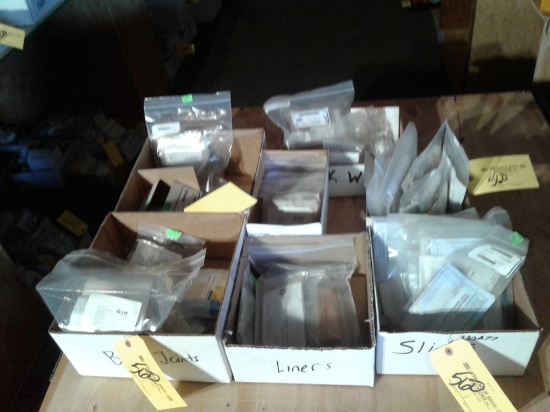 BOXES OF NEW BALL JOINTS, SHACKLES, LINERS, LOCKWHEELS, SLIDES & MISC EXPENDABLES