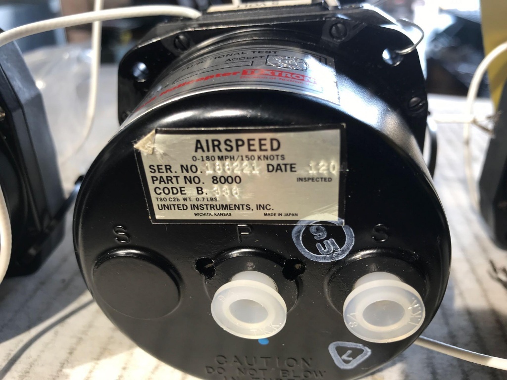 UNITED AIRSPEED INDICATORS 8000/206-075-725-001 (NEW WITH BELL ...