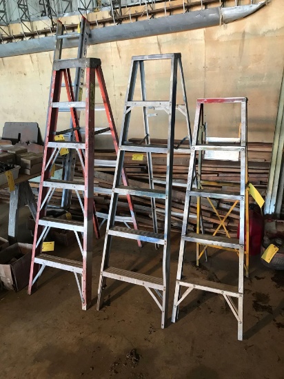 (1) FIBERGLASS 6' STEP LADDER & (2) ALUMINUM STEP LADDERS